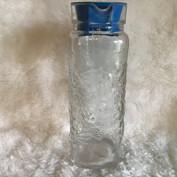 Vintage Arcoroc Glass Pitcher Raised Fruit Design - Picture 4 of 7